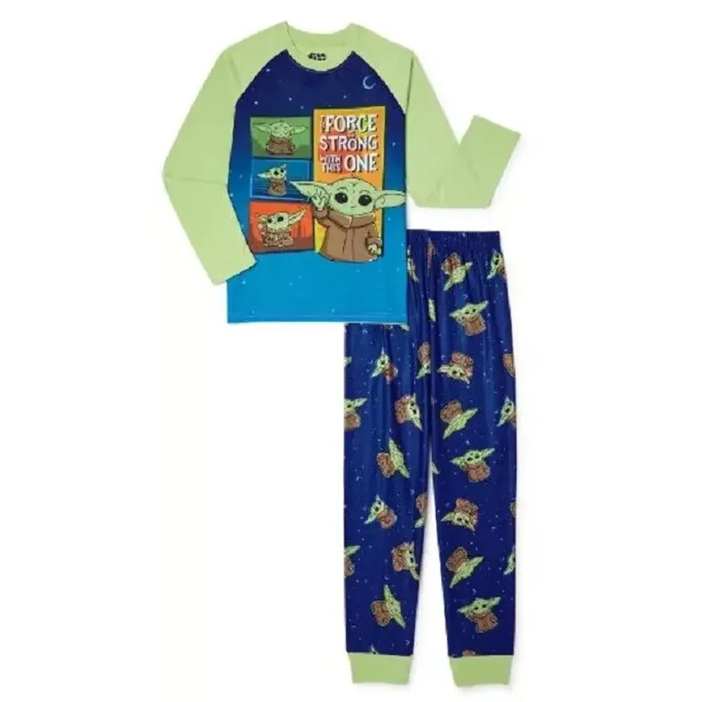 Star Wars Boys Baby Yoda The Force Is Strong Long Sleeve Pajama Set Size 6/7 New